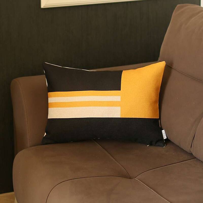 Yellow and Black Geometric Lumbar Throw Pillow - Yellow
