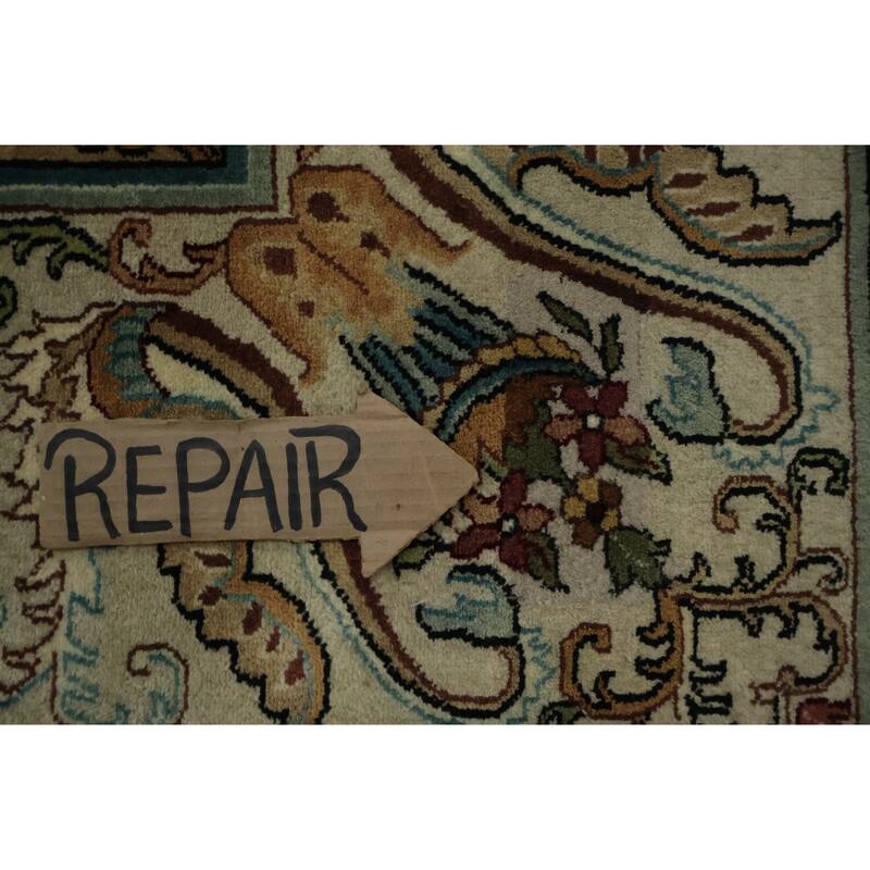 Hand Knotted Oriental 100% Wool Carpet Traditional Floral Brown Aubusson Area Rug - 11' 11'' X 9' 0''