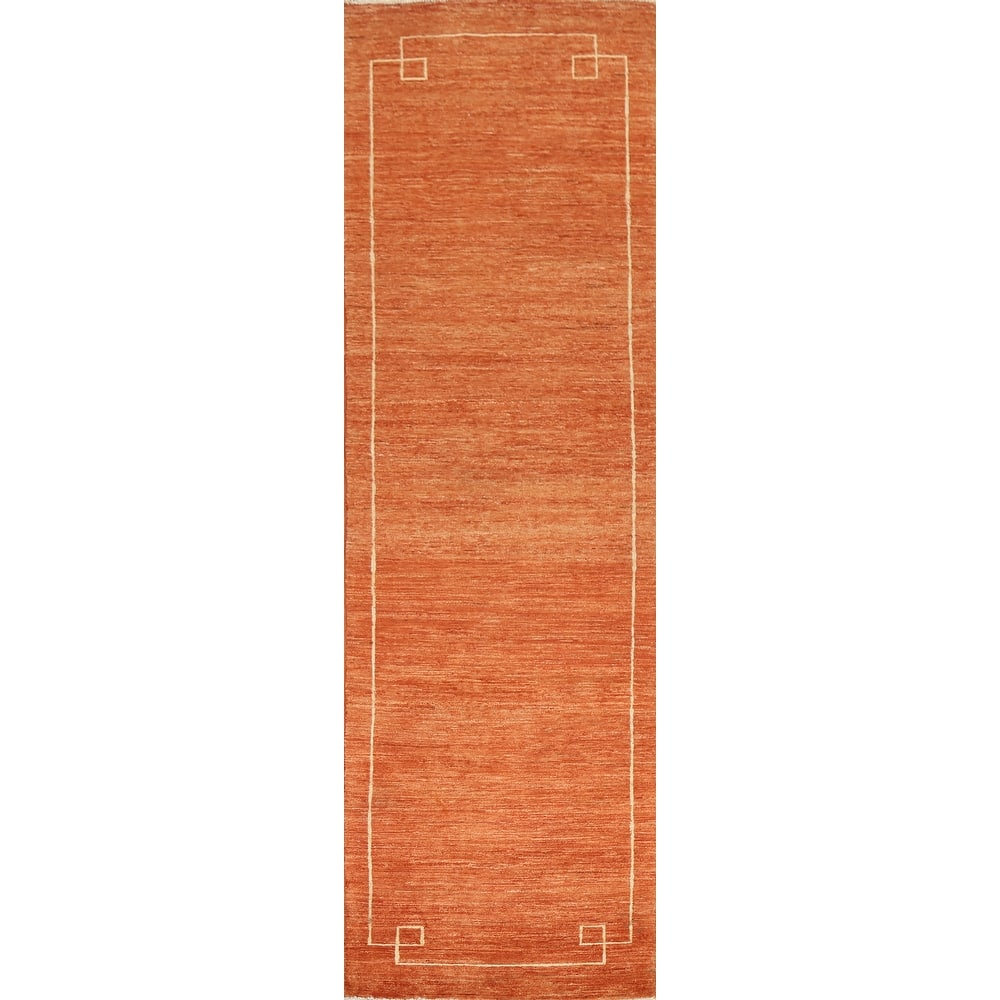 Orange Gabbeh Kashkoli Oriental Wool Runner Rug Hand-knotted Carpet - 2'7" x 9'10"