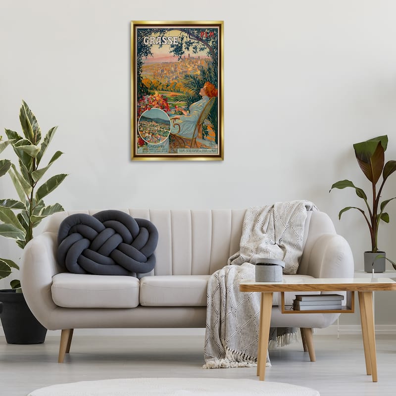 Stupell Vintage Grasse Advertisement Framed Floater Canvas Wall Art Design By Marcus Jules
