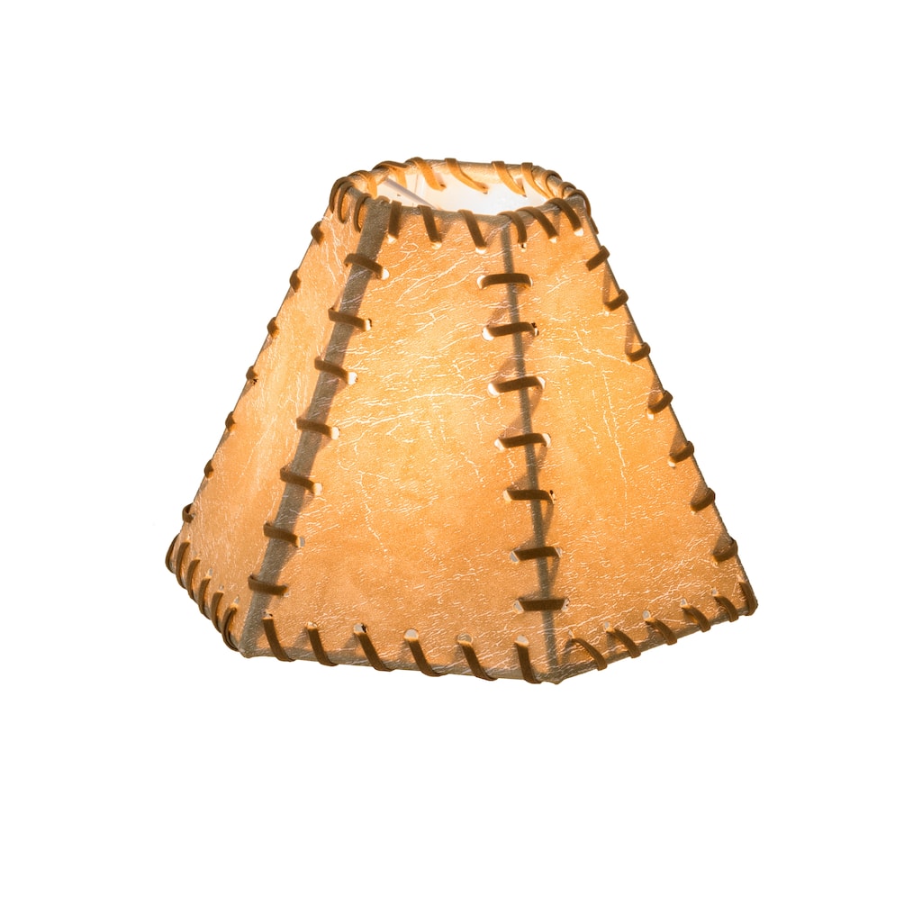 7 In. Wide X 5 In. High Faux Leather Tan Hexagon Shade