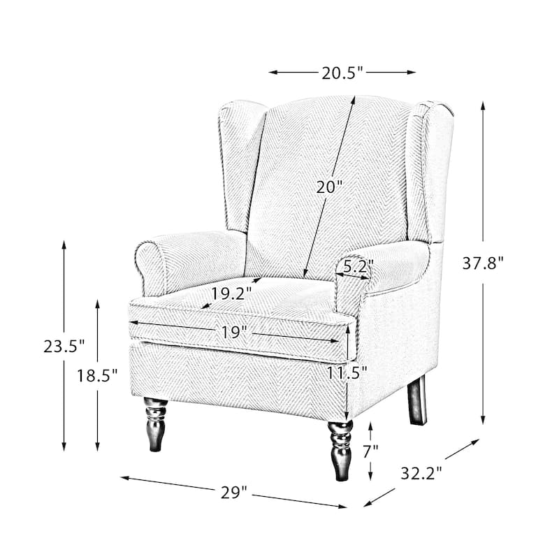 Epimethis Traditional Wingback Armchair with Foam-filled Seat and Turned Legs Set of 2 by HULALA HOME