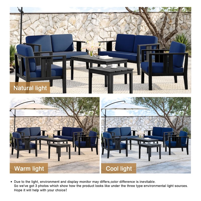 Teak Wood 6-Piece Outdoor Conversation Set with Table