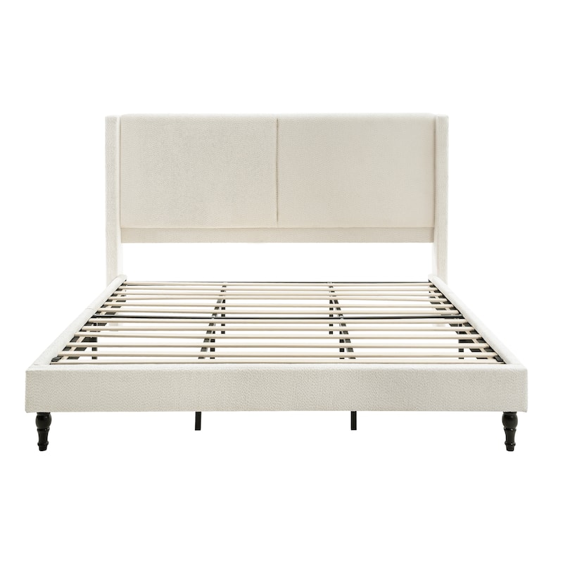 King Size Bed Frame with 55.5"High Back Upholstered Headboard,