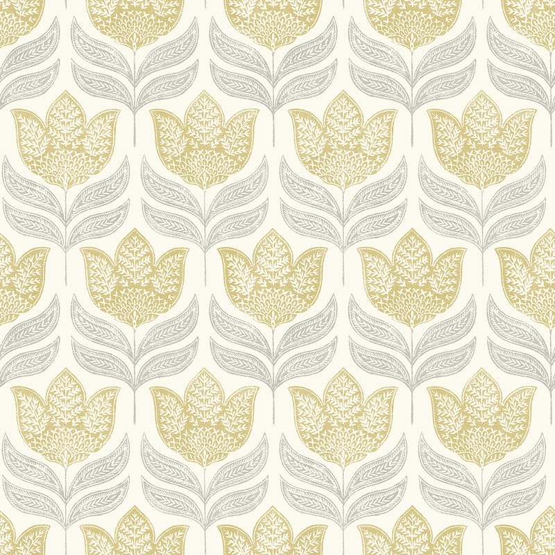 Chesapeake Cathal Mustard Tulip Block Print Wallpaper