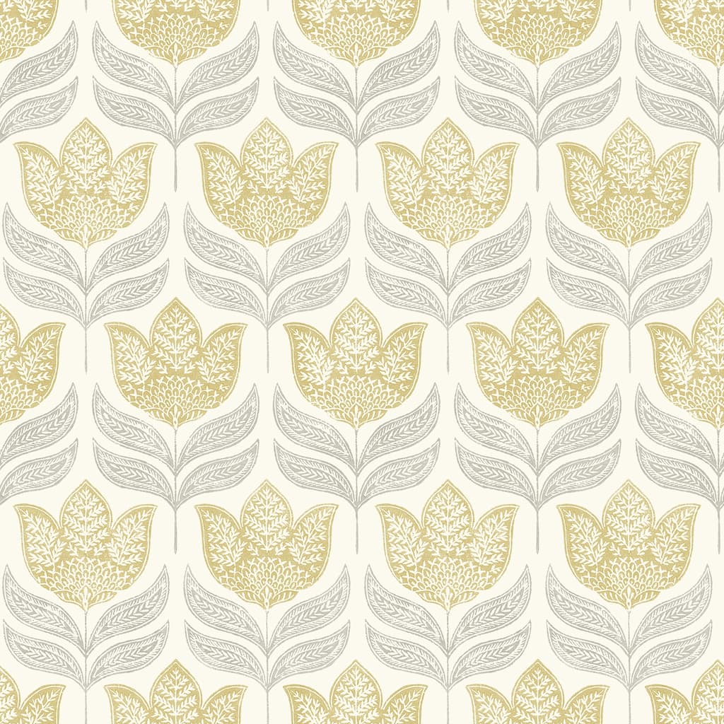 Chesapeake Cathal Mustard Tulip Block Print Wallpaper