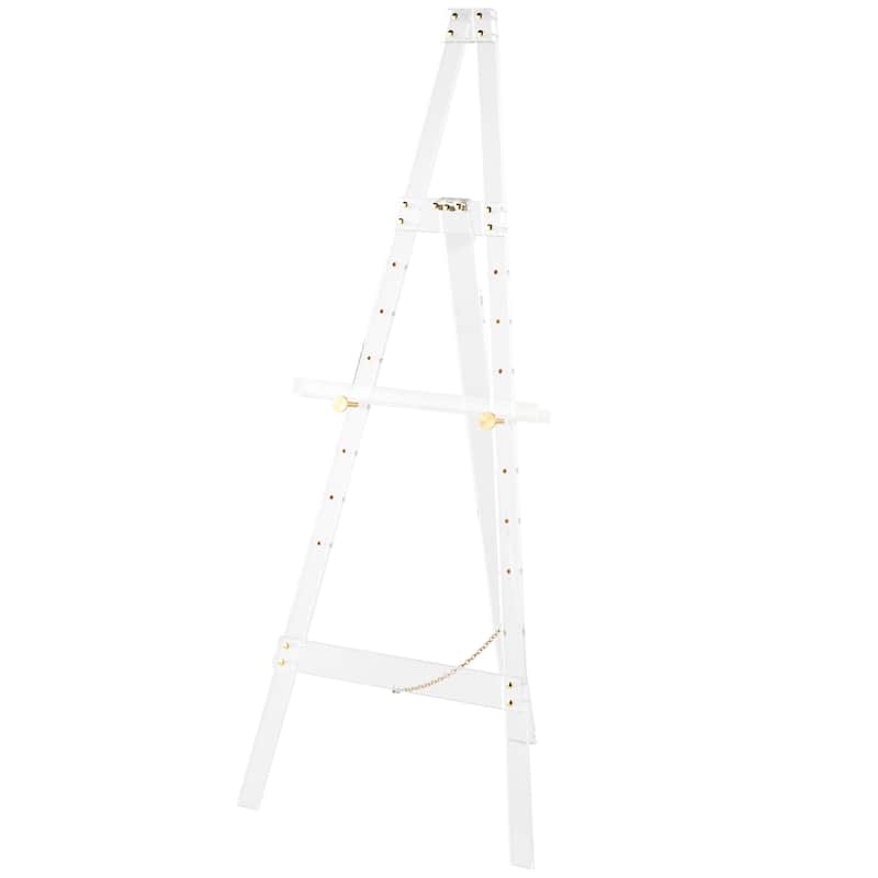 Acrylic Plastic Adjustable 7 Tier Display Easel with Silver or Gold Accents and Chain Support - Clear - Roche River Decor - Clear Gold - 56"H