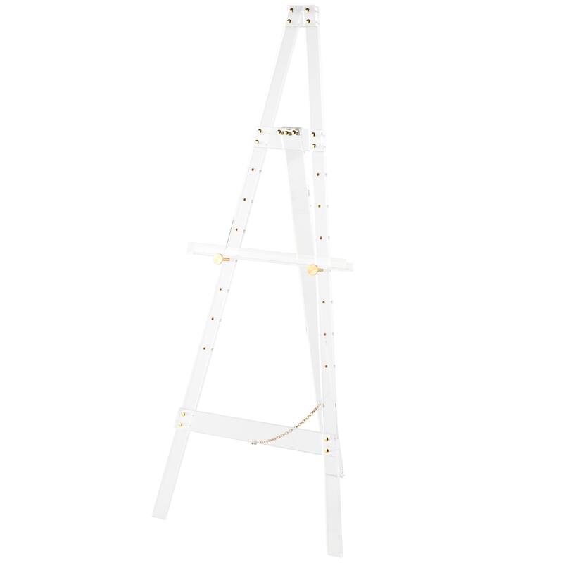 Clear Acrylic Plastic Adjustable 7 Tier Display Easel with Silver or Gold Accents and Chain Support