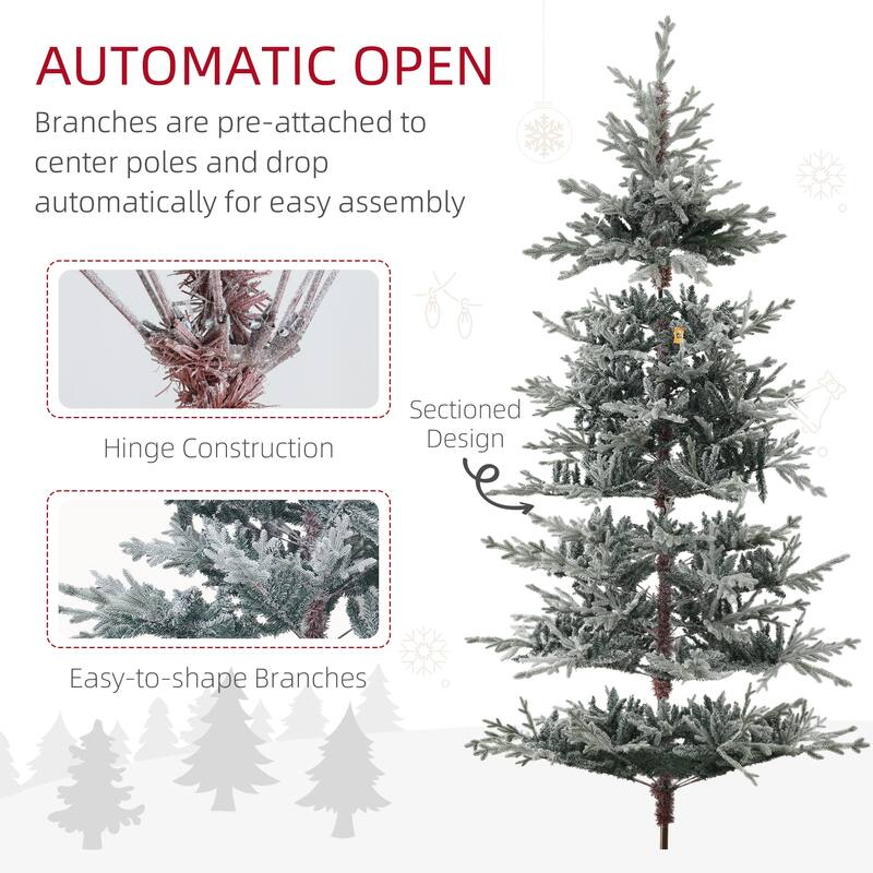 Snow Flocked Nordic Pine Christmas Tree with Stable Steel Base, 106.3" Tall