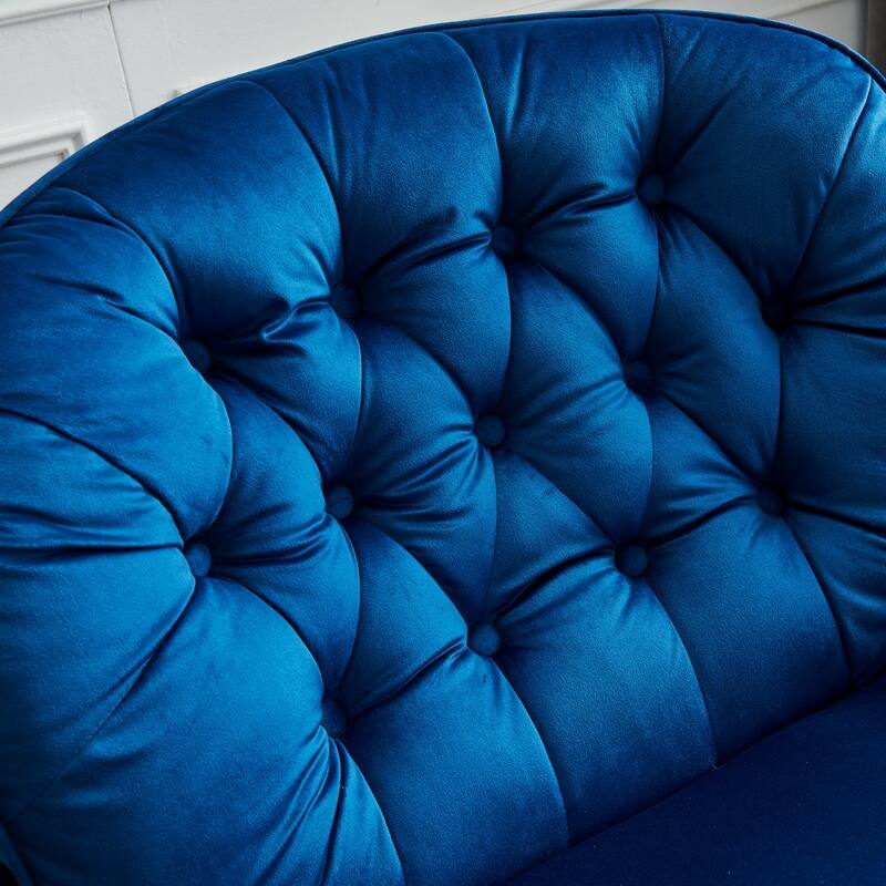 Velvet Upholstered Swivel Leisure Chair Comfortable Pillow Top Arms Lounge Chair with Ottoman and Metal Frame