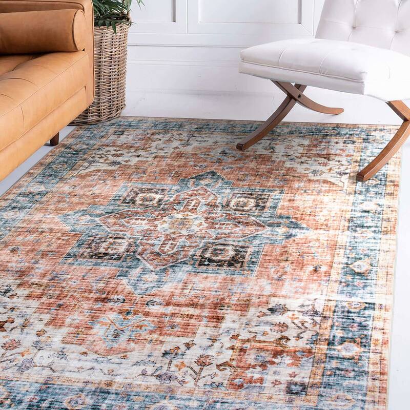 World Rug Gallery Distressed Traditional Machine Washable Area Rug