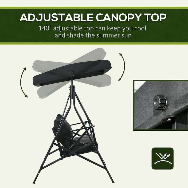 3-Seat Patio Swing Chair, Porch Swing Glider with Cushion, 3 Throw Pillows & Adjustable Canopy for Porch, Garden, Backyard
