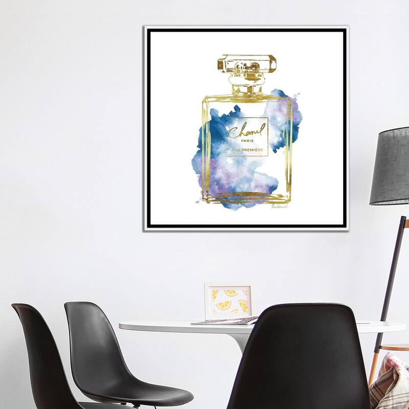 iCanvas "Gold And Blue Perfume Bottle" by Amanda Greenwood Framed Canvas Print