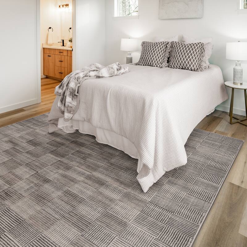 Gertmenian Flora Transitional Casual Modern Soft High-Low Polypropylene Polyester Indoor Area Rug Collection - 8' 9" x 13' 1" - Lyla Grey - Rectangle