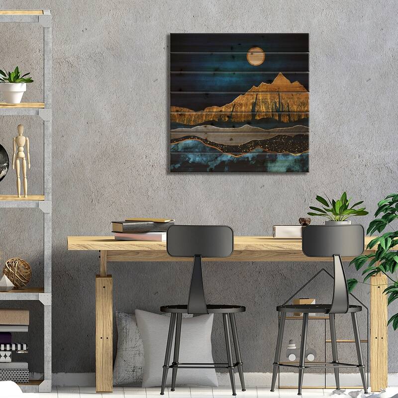 Midnight Desert Print On Wood by SpaceFrog Designs - Multi-Color