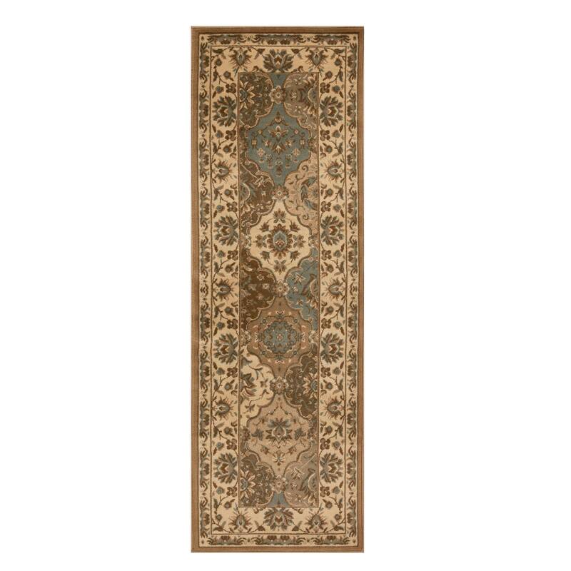 Superior Palmyra Traditional Floral Medallion Indoor Runner or Area Rug - 2' 7" x 8' - Beige