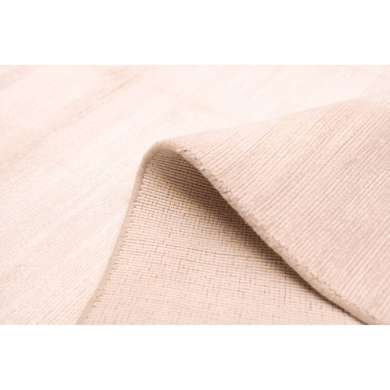 ECARPETGALLERY Hand Loomed Shimmer Ivory Viscose Rug - 6'7 x 9'5