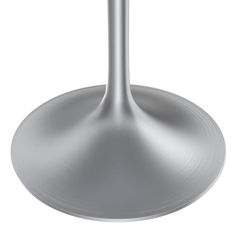 LeisureMod Verve 48" Round Dining Table with MDF Wood TableTop and Brushed Chrome Base for Kitchen & Dining Room