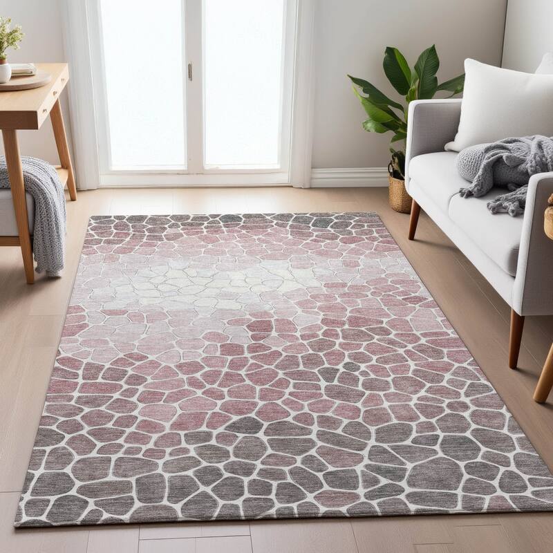Machine Washable Indoor/Outdoor Contemporary Ombre Chantille Rug