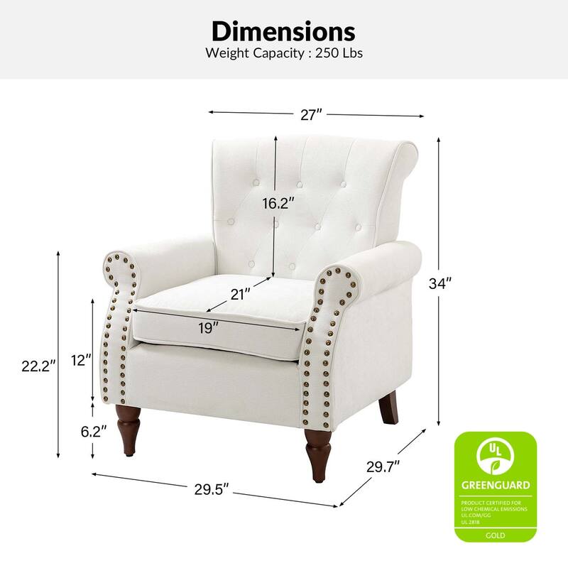 Indiges Comfy Upholstered Accent Armchair with Tufted Back Set of 2 for Bedroom Reading Office