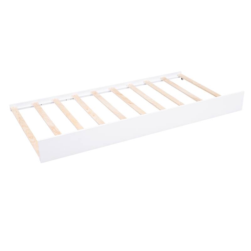 Twin XL Wood Daybed with Trundles, Storage, USB Charging, and Light, White