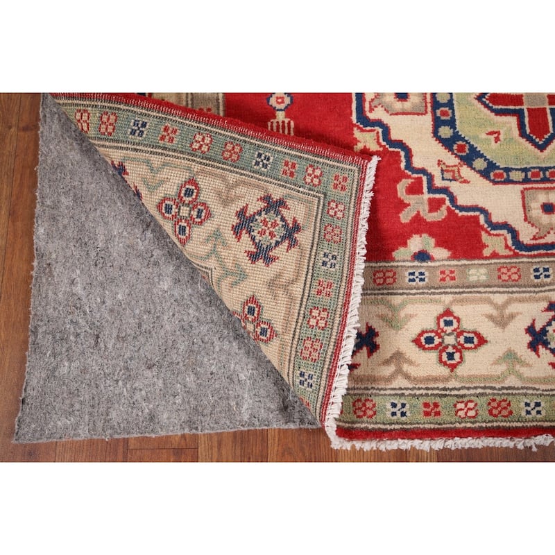 Geometric Kazak Oriental Rug Handmade Wool Carpet - 4'3" x 5'6"