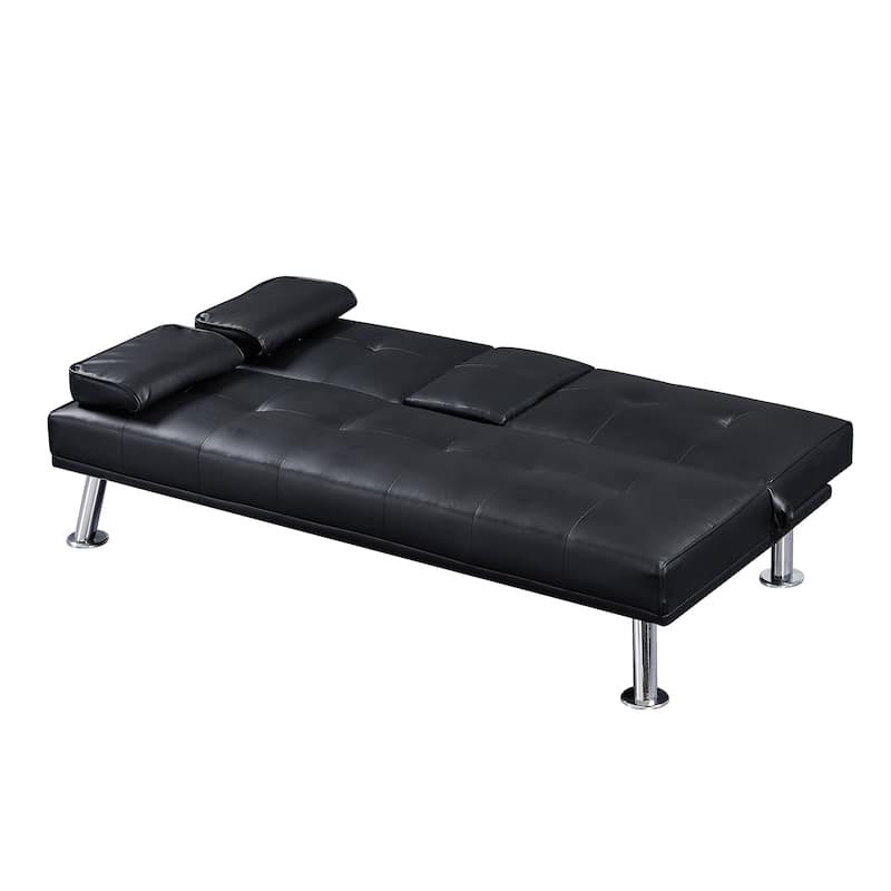 Modern Faux Leather Loveseat Sofa Bed with Cup Holders Convertible ...