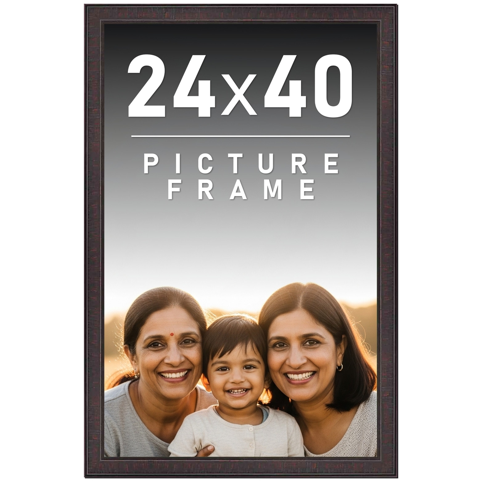 24x40 Frame Brown Solid Wood Picture Frame - Complete Modern Photo