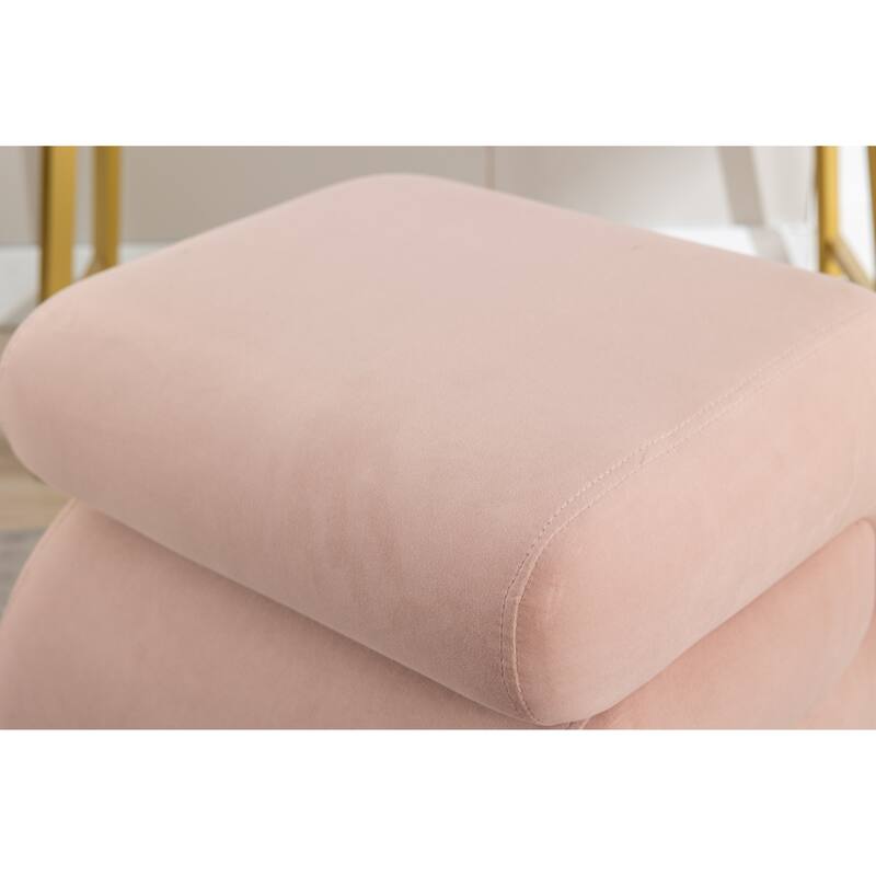 Modern S-shape Fabric Ottoman Makeup Stool Footstool