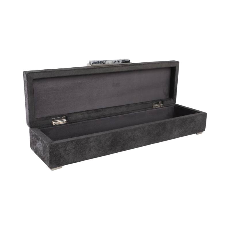Casual Home Keepsake Box with Sculptural Hardware and Lid - 18", Gray - 18.0"