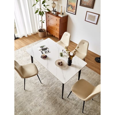 Dining Table 55" Rectangular Kitchen Table with Porcelain Table Top and Metal Legs,Table for 4,Dinner Table,Table Only