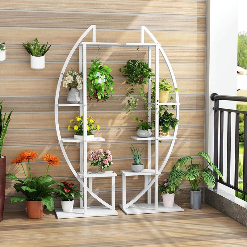 Metal/ MDF 5-tier Curved Plant Stand (Set of 2)
