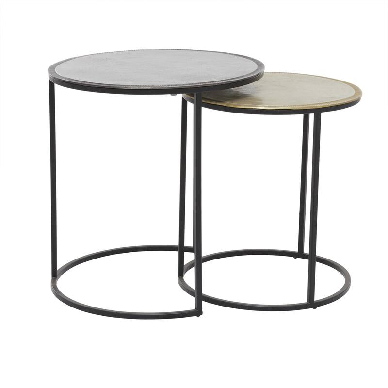 Aluminum Metal Accent Table - Set of 2 Black - Roche River Decor - Black