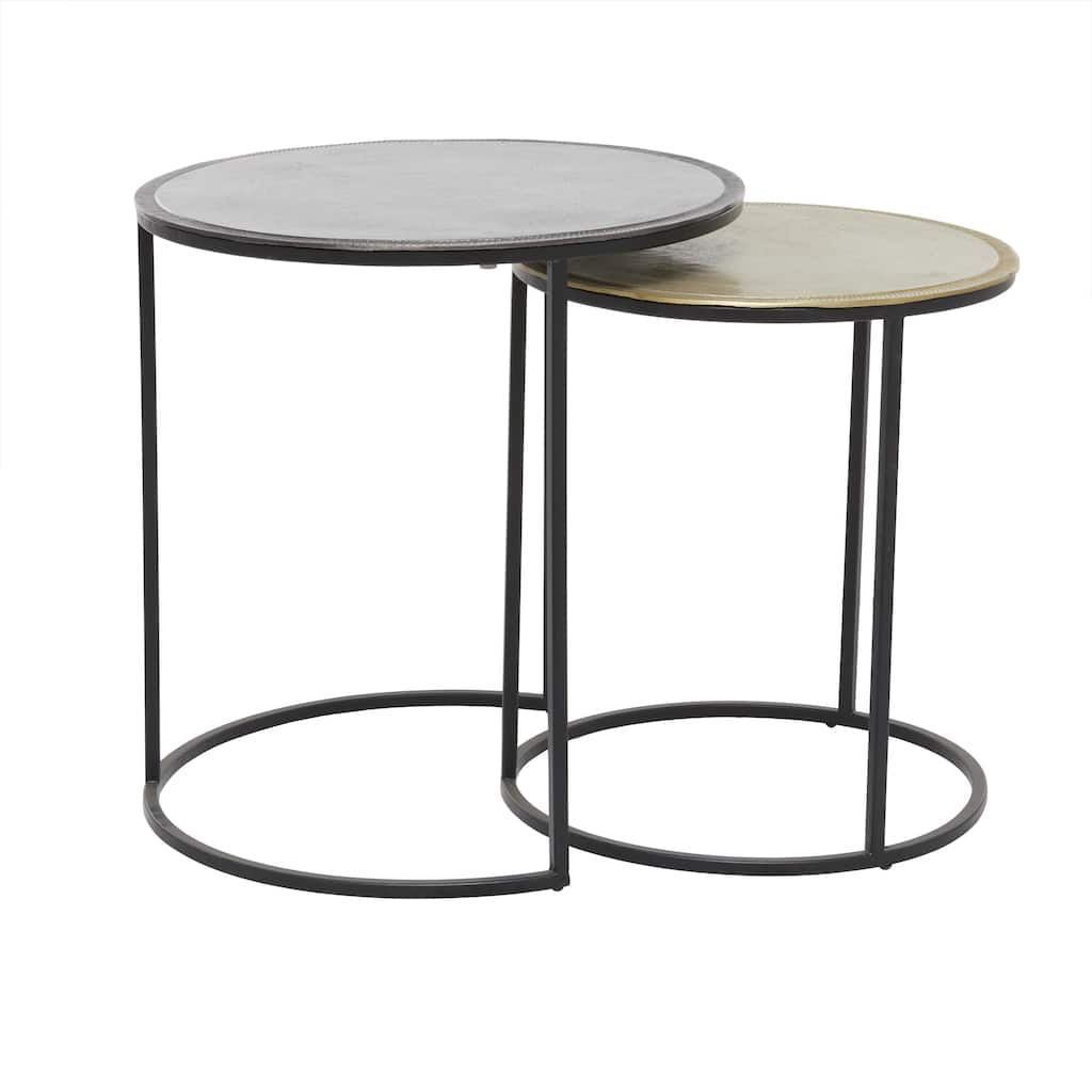 Aluminum Metal Accent Table - Set of 2 Black - Roche River Decor