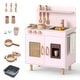 preview thumbnail 1 of 18, Gymax Play Kitchen w/Realistic Ice Maker Stove Accessories & Water Pink