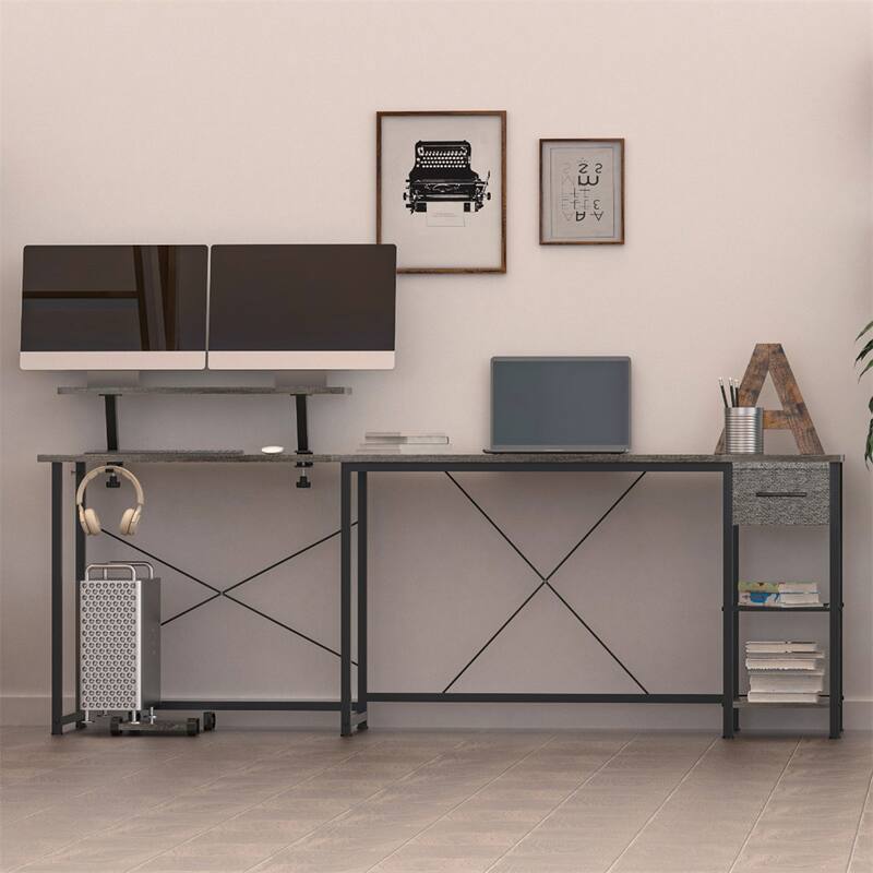 L-Shaped Multifunctional Desk - Grey