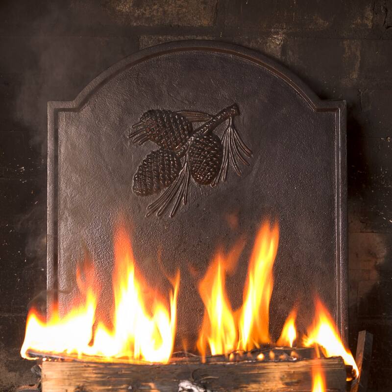 Cast Iron Fireback with Pine Cone Design