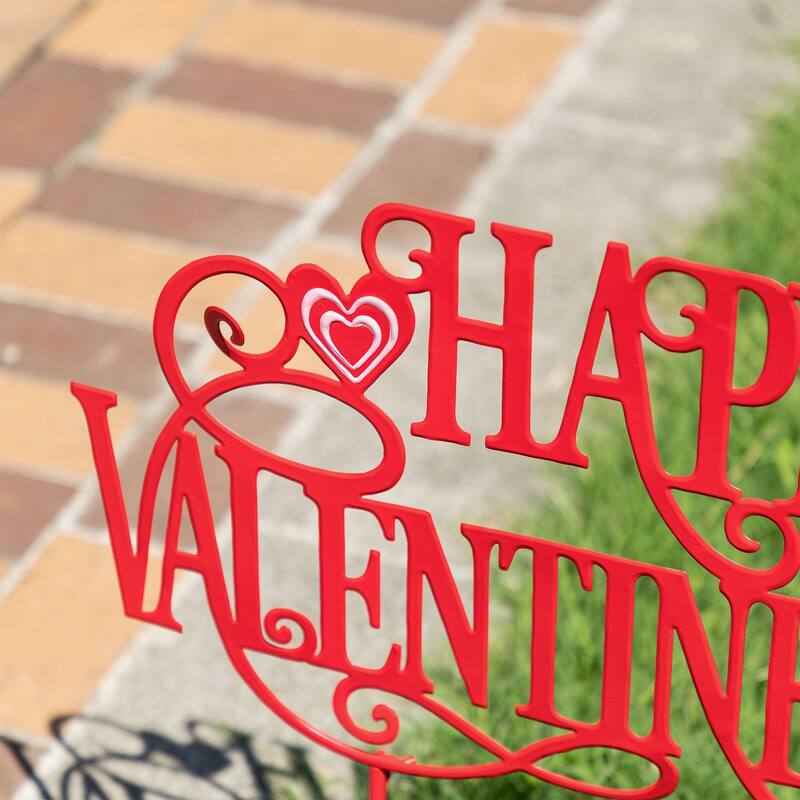 Glitzhome 23.25"H Metal Happy Valentine's Day Yard Stake