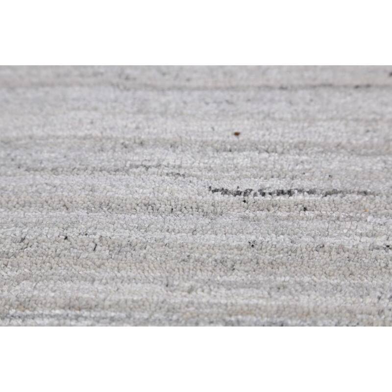 Silver Gray Tribal Gabbeh Indian Area Rug Handmade Wool Carpet - 7'11" x 9'10"