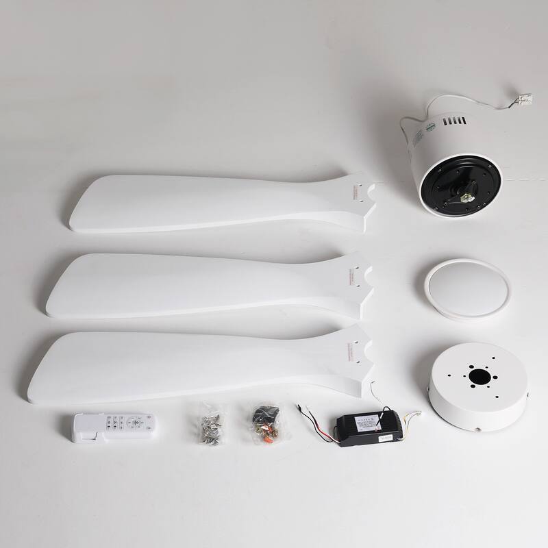 52 Inch Mounting Type Solid Wood Ceiling Fan With Light Kit Dimmable LED, DC 6 Speed ,Remote Control Ceiling Fan