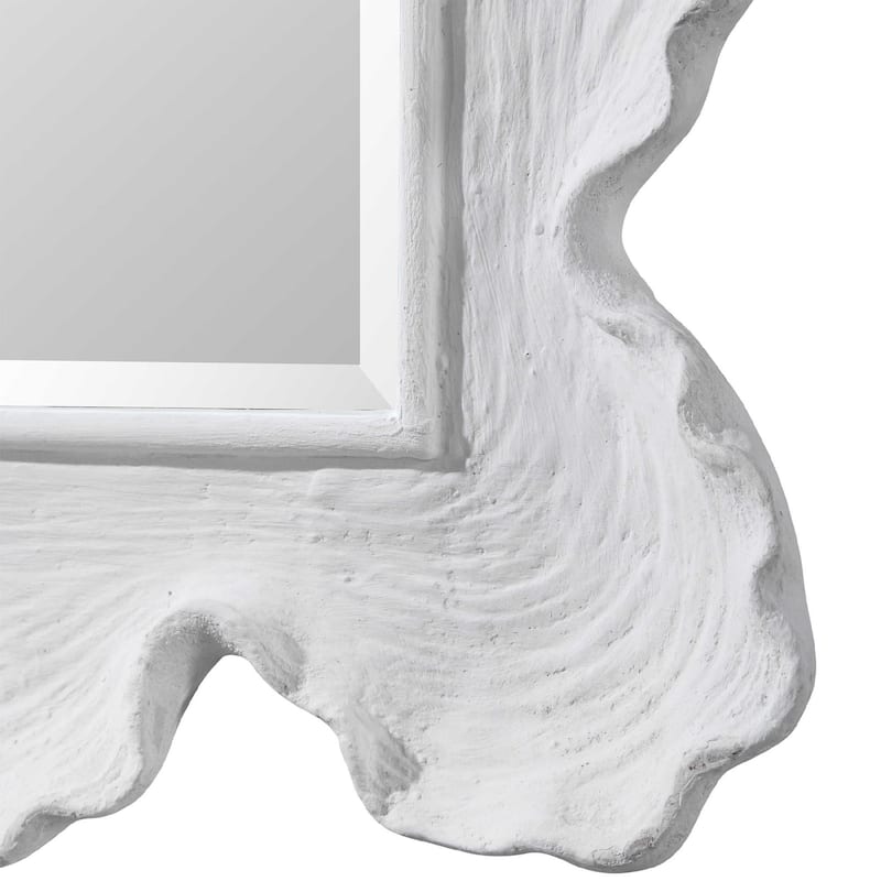sea coral beveled rectangular wall mirror 34" white and clear