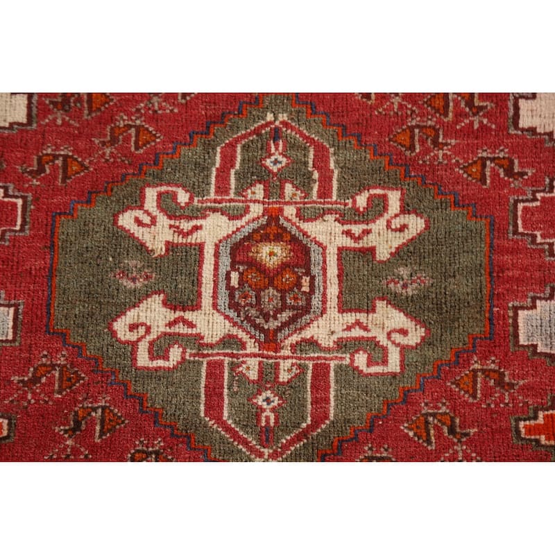 Geometric Shiraz Persian Vintage Runner Rug Handmade Wool Carpet - 2'4"x 5'0"