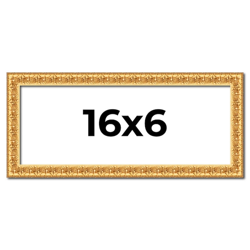 16x6 Frame Gold Real Wood Picture Frame Width 1 inches | Interior