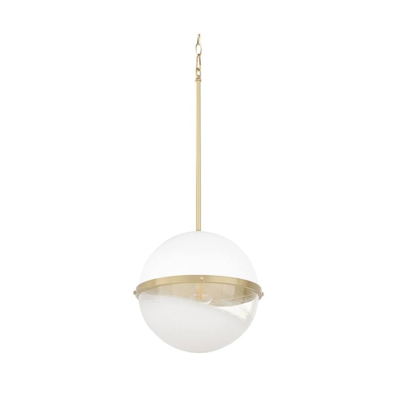 Quorum International 82-12 Raymond 13" Wide Pendant - Studio White w/ Aged Brass