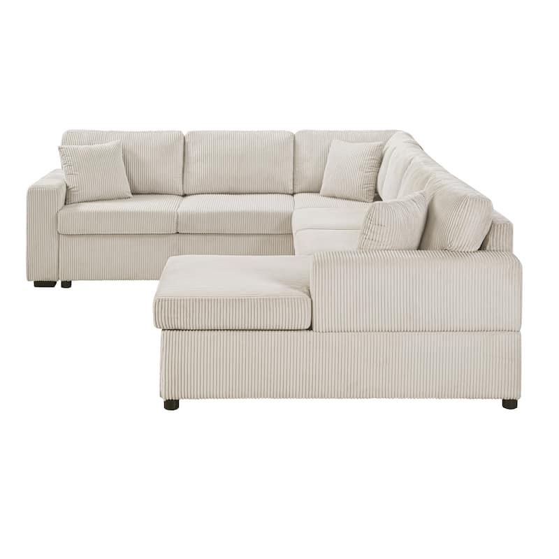 Roomfitters Oversized U-Shaped Sectional Sofa with Chaise Lounge and 3 Throw Pillows for Living Room