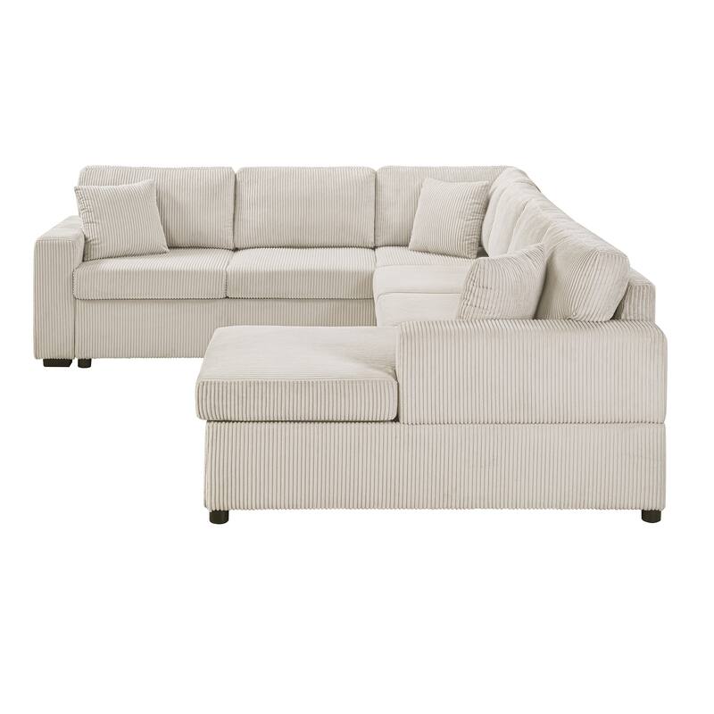 U-Shaped Sectional Sofa with Chaise Lounge and 3 Soft Throw Pillows for Living Room Oversized Corner Sofa