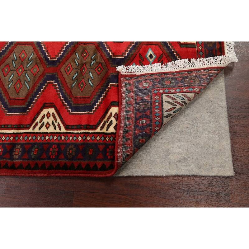 Geometric Hamedan Persian Wool Area Rug Handmade Bedroom Carpet - 3'2" x 4'11"