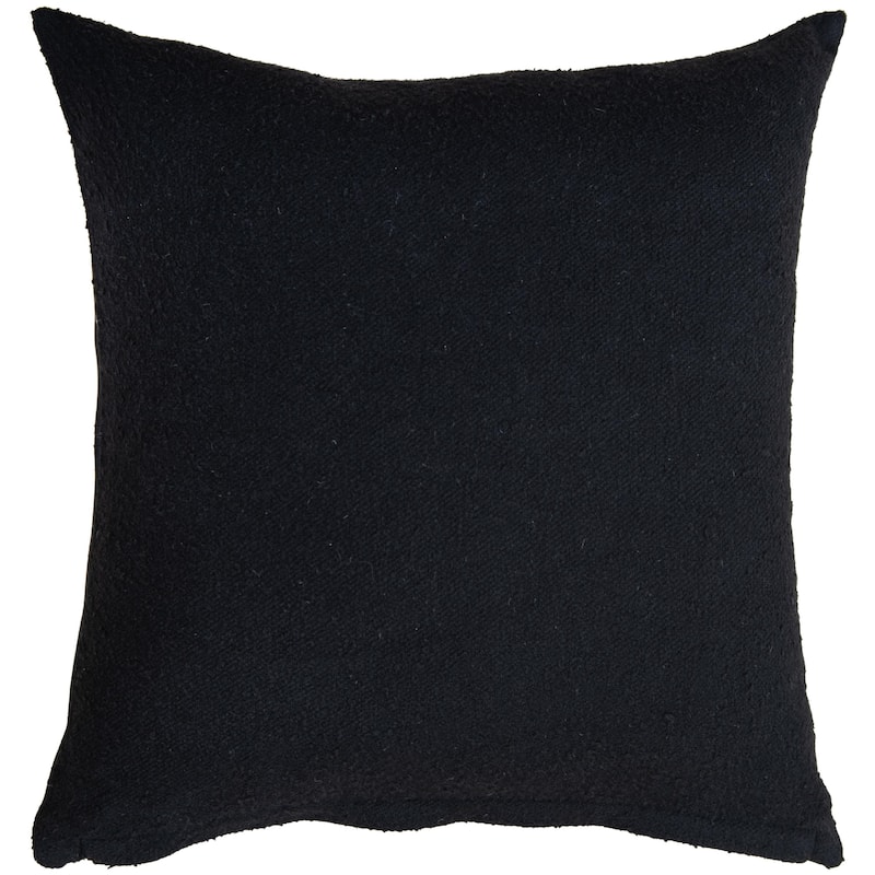 Rizzy Home Vegan Leather Stitched Throw Pillow, 20x20 - Polyester - Black
