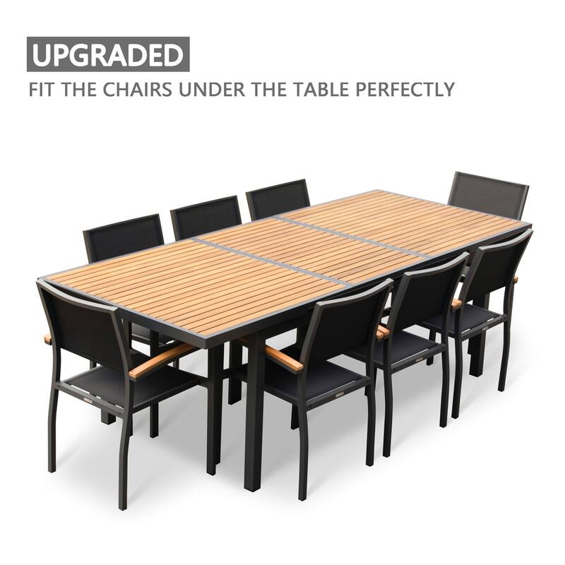 HIGOLD - Heck Extendable Teak Aluminum Outdoor Patio Dining Set