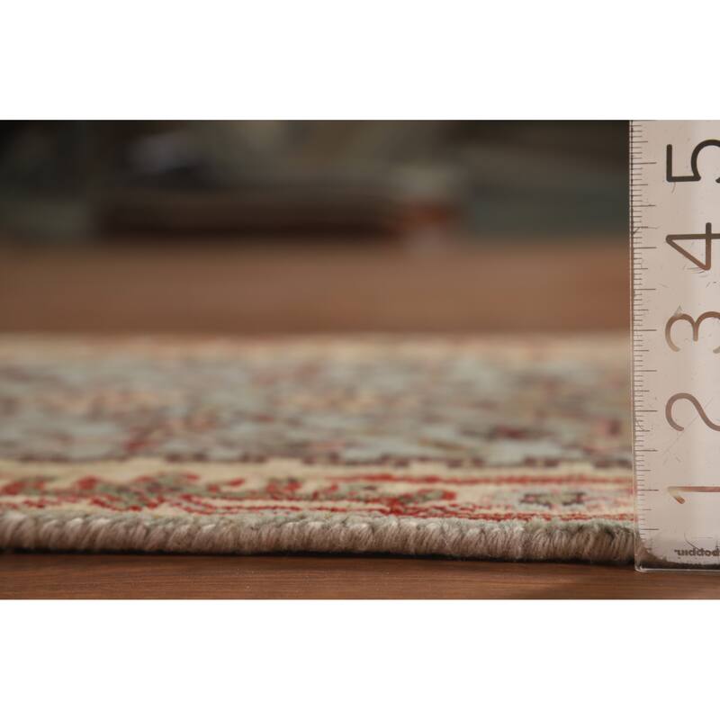 Hand Knotted Oriental 100% Wool Carpet Traditional Geometric Navy Blue & Blues Heriz (serapi) Runner Rug - 8' 1'' X 2' 5''